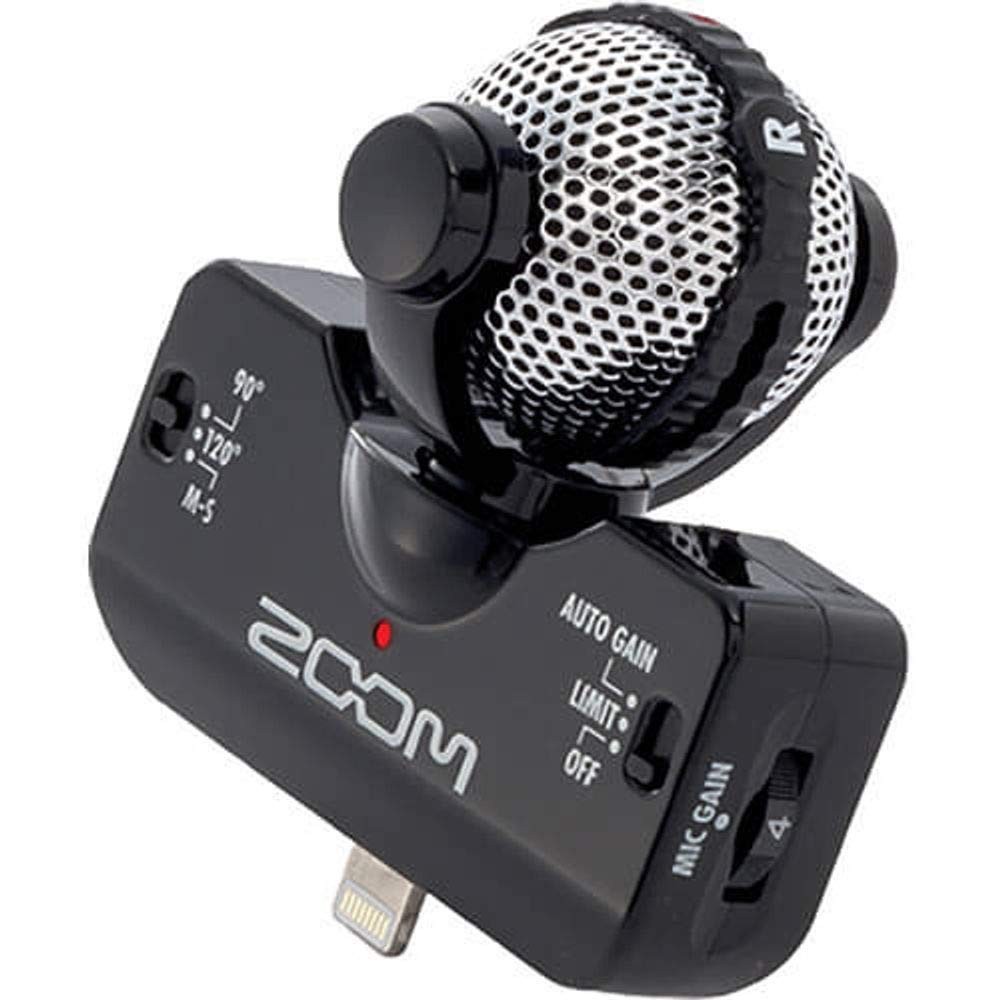 ZOOM iQ5/B Black - MICROFONO STEREO PER IPHONE IPOD E IPAD NERO - (BI) Microfoni  da studio