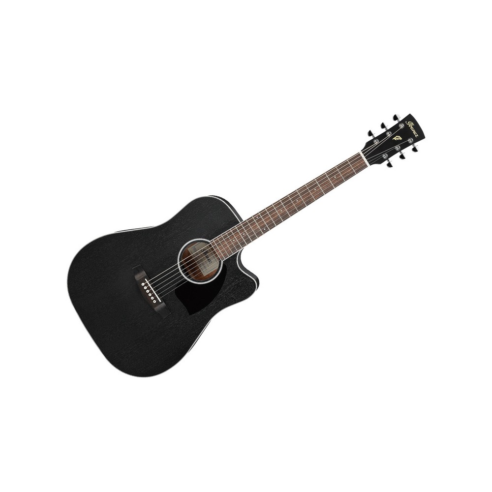 IBANEZ PF16MWCE WK Weathered Black Open Pore - CHITARRA ACUSTICA CUTAWAY ELETTRIFICATA NERA A PORO APERTO