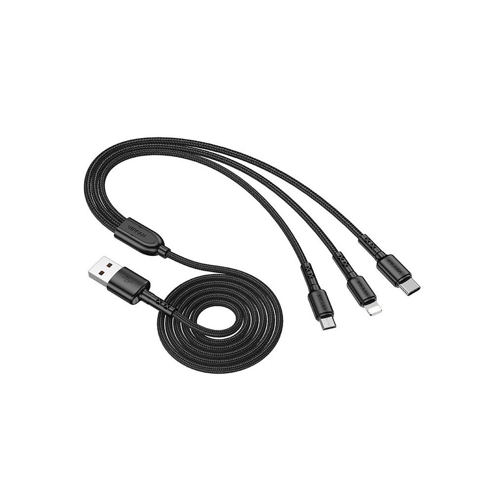 VIPFAN Cavo di ricarica veloce 3 in 1 3.5A