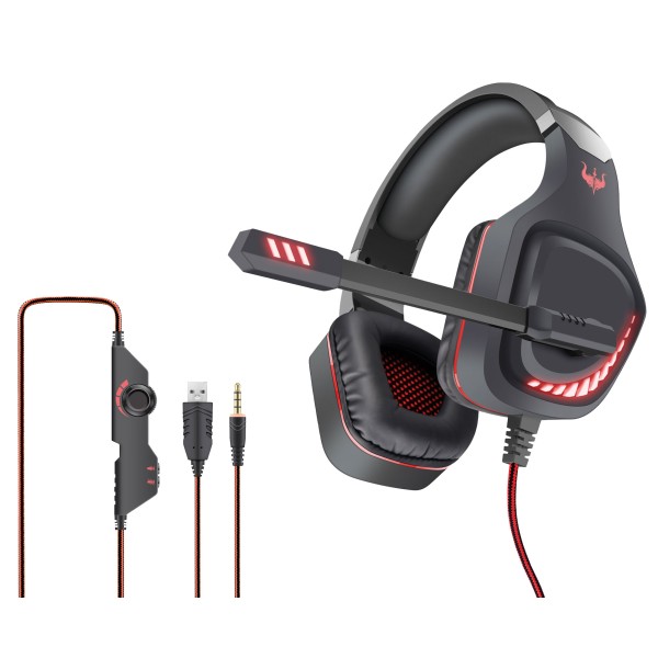 OVLENG Cuffia gaming USB con led rosso