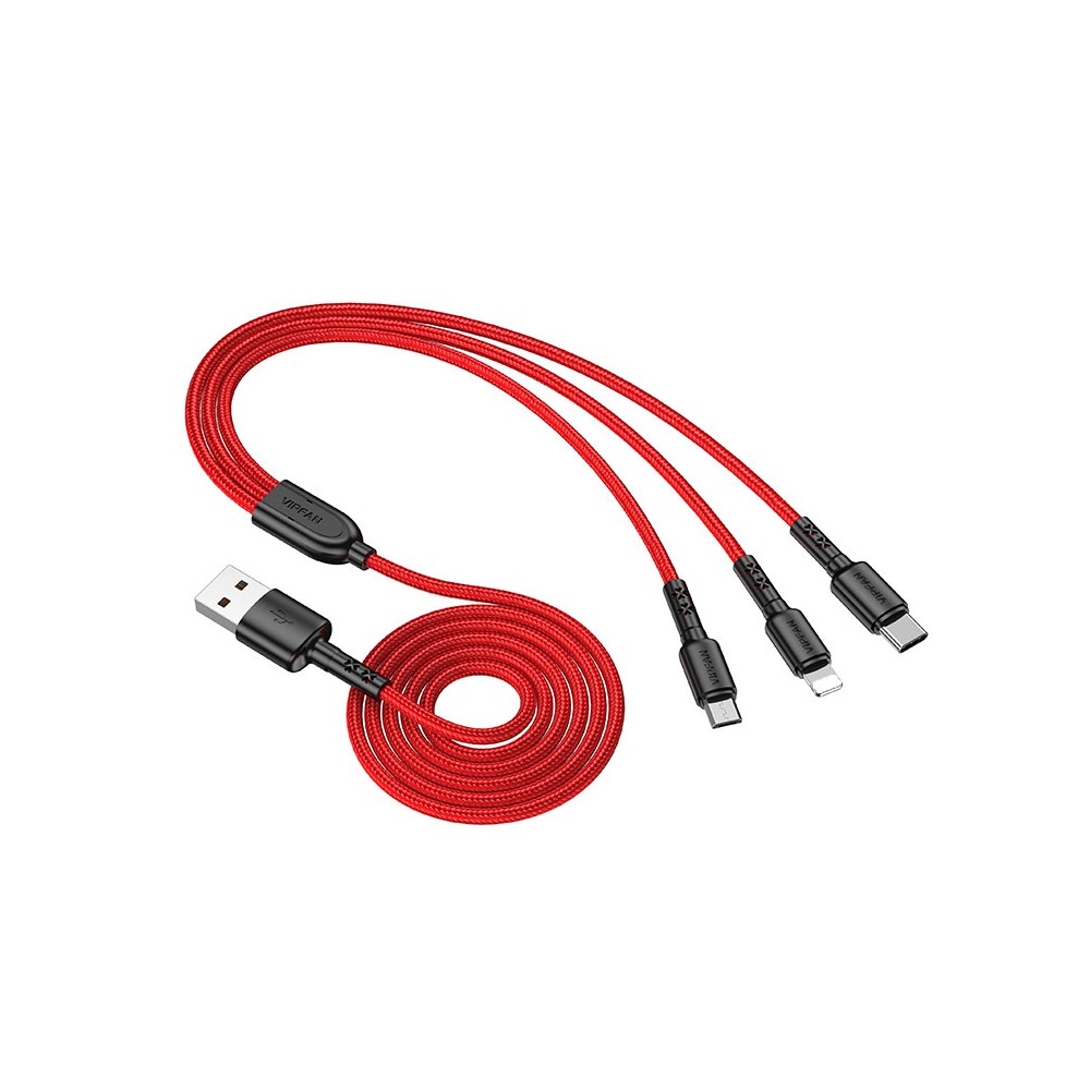 VIPFAN Cavo di ricarica veloce 3 in 1 3.5A