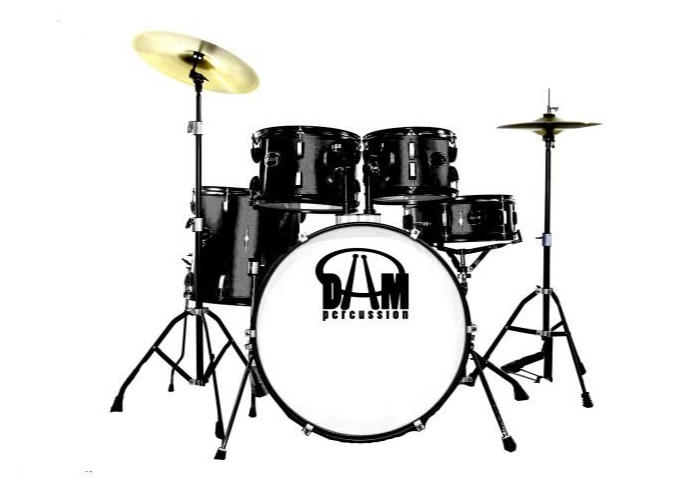 DAM Batteria Student Acustica Nera Completa 5 pezzi