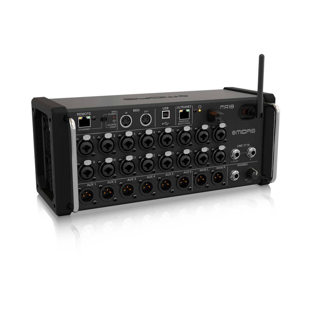 MIDAS MR18 - MIXER DIGITALE WIRELESS 18 INPUT PER IPAD/ANDROID, 16 PREAMP MIDAS E INTERFACCIA USB