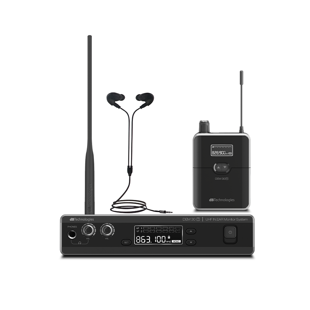 DB TECHNOLOGIES DEM30 - SISTEMA IN EAR MONITOR WIRELESS UHF 823-832MHz / 863-865MHz
