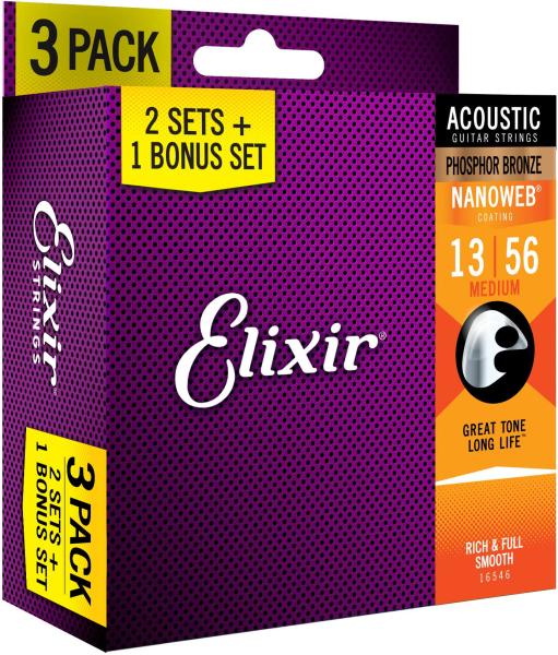 Elixir 3X2 PACK 16546 ACOUSTIC PHOSPHOR BRONZE NANOWEB