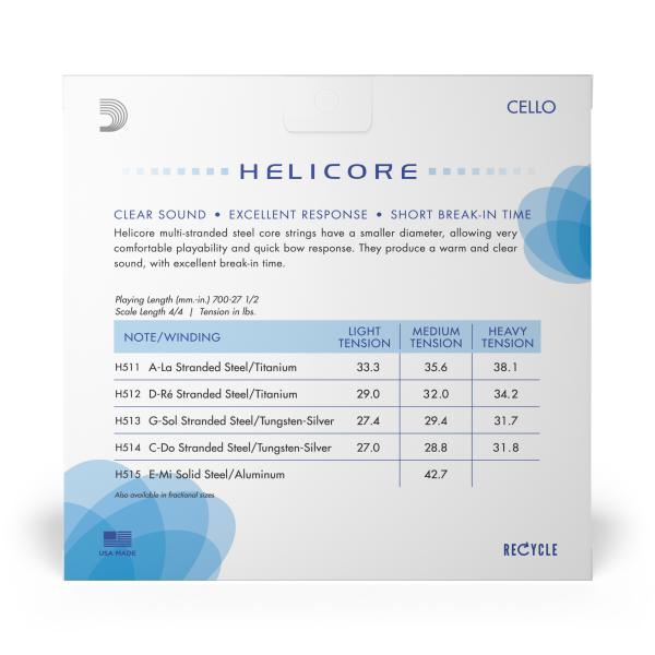 DADDARIO ORCHESTRAL IT H510 4/4M SET DI CORDE D'ADDARIO HELICORE PER VIOLONCELLO, SCALA 4/4, TENSIONE MEDIA