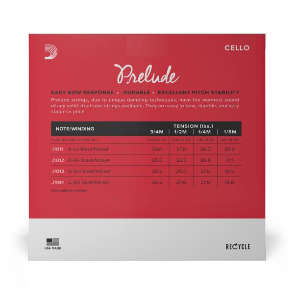 DADDARIO ORCHESTRAL IT J1010 3/4M SET DI CORDE D'ADDARIO PRELUDE PER VIOLONCELLO, SCALA 3/4, TENSIONE MEDIA