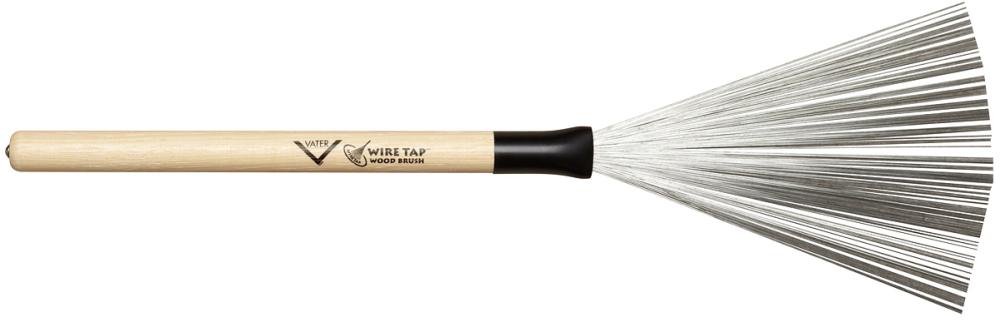 Vater VWTW Wood Handle Wire Brush - Impugnatura in Hickory 5A con rivetto/Setole in acciaio non retraibili