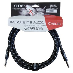 EXTREME SFJJ001/5M CAVO AUDIO JACK DRITTO COTONATO NERO OD8 SERIE CUSTOM PER STRUMENTI LIVE STUDIO 5 METRI
