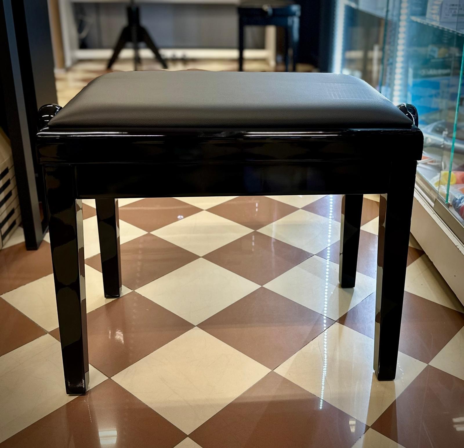 WEISBACH PANCA DA PIANOFORTE NERO LUCIDO CON SEDUTA IN PELLE