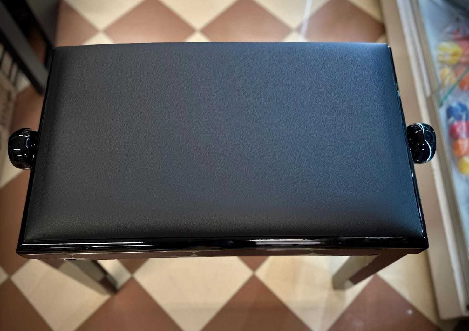 WEISBACH PANCA DA PIANOFORTE NERO LUCIDO CON SEDUTA IN PELLE