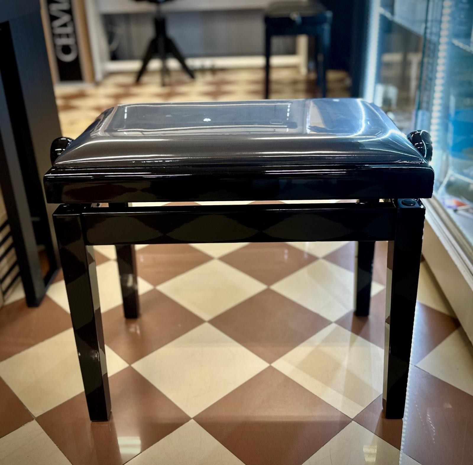 WEISBACH PANCA DA PIANOFORTE NERO LUCIDO CON SEDUTA IN VELLUTO