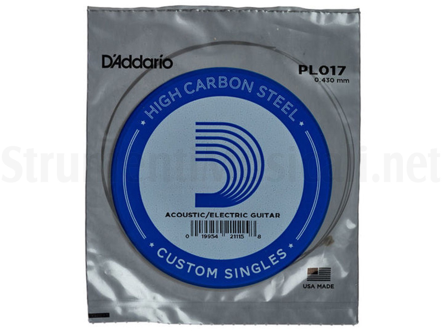 D'ADDARIO PL017 - Corda singola per Chitarra Acustica o Elettrica Plain Steel (017)