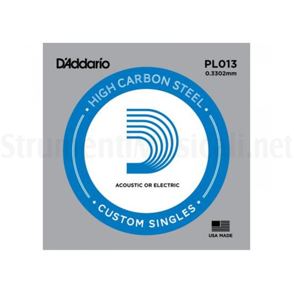 D'ADDARIO PL013 - Corda singola per Chitarra Acustica o Elettrica Plain Steel (013)