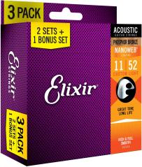 ELIXIR 3X2 PACK 16544 ACOUSTIC PHOSPHOR BRONZE NANOWEB