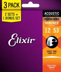 ELIXIR 3X2 PACK 16545 ACOUSTIC PHOSPHOR BRONZE NANOWEB