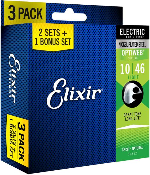 ELIXIR 3X2 PACK 16552 ELECTR NICKEL PLATED STEEL OPTIWEB