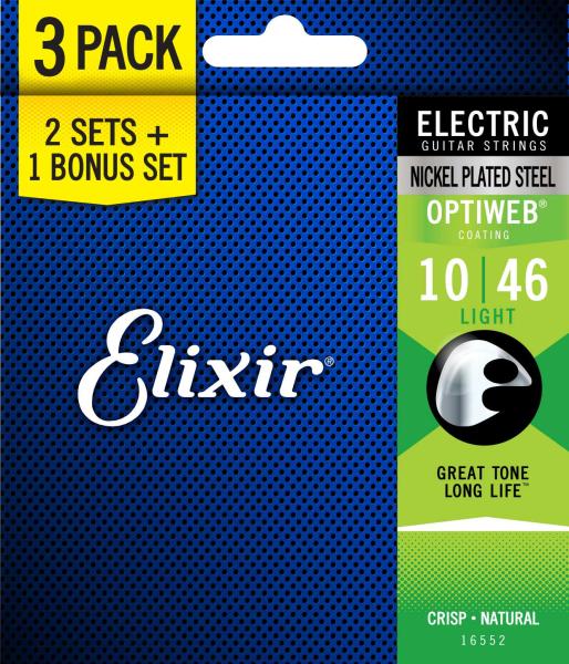 ELIXIR 3X2 PACK 16552 ELECTR NICKEL PLATED STEEL OPTIWEB