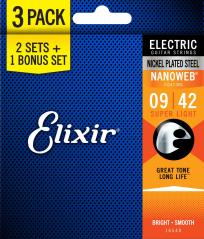 ELIXIR 3X2 PACK 16540 ELECTR NICKEL PLATED STEEL NANOWEB