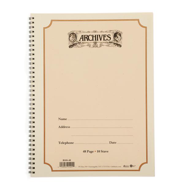 DADDARIO ORCHESTRAL IT B10S-48 QUADERNO PENTAGRAMMATO ARCHIVES CON RILEGATURA A SPIRALE, 10 PENTAGRAMMI, 48 PAGINE