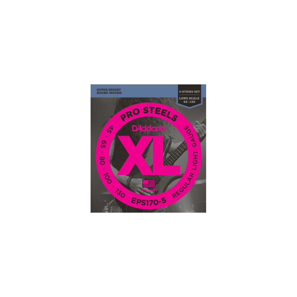 D'Addario EPS170-5 Regular Light 045/130 - SET 5 CORDE PER BASSO ELETTRICO PRO STEELS 045/130