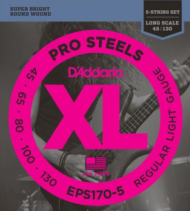 D'Addario EPS170-5 Regular Light 045/130 - SET 5 CORDE PER BASSO ELETTRICO PRO STEELS 045/130