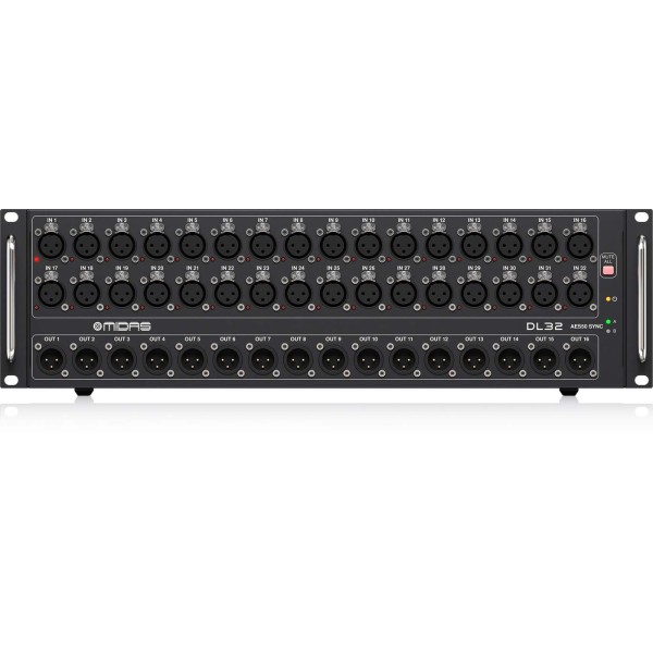 MIDAS DL32 - STAGE BOX 32 IN / 16 OUT CON 32 PREAMPLIFICATORI MICROFONICI, INTERFACCE ULTRANET E ADAT