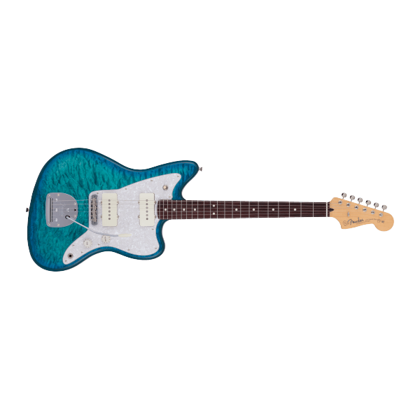 Fender 2024 Collection Made in Japan Hybrid II Jazzmaster, Rosewood Fingerboard, Quilt Aquamarine
