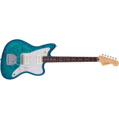 Fender 2024 Collection Made in Japan Hybrid II Jazzmaster, Rosewood Fingerboard, Quilt Aquamarine