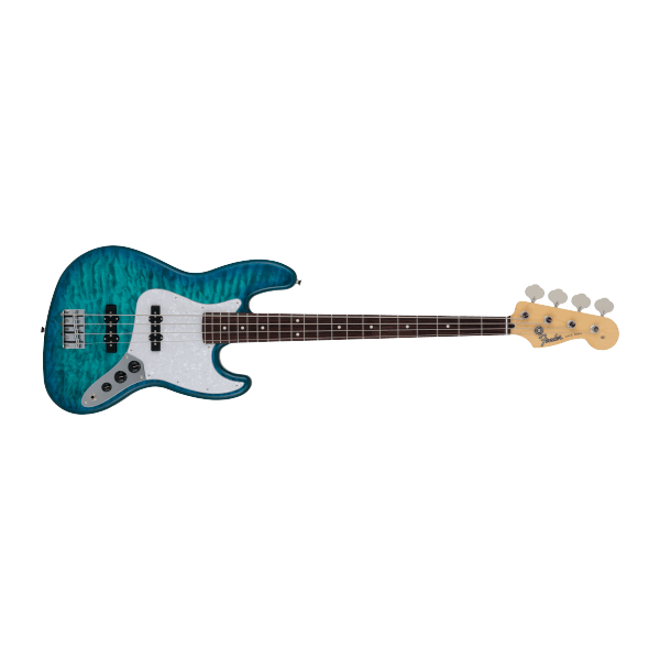 Fender 2024 Collection Made in Japan Hybrid II Jazz Bass, Rosewood Fingerboard, Quilt Aquamarine