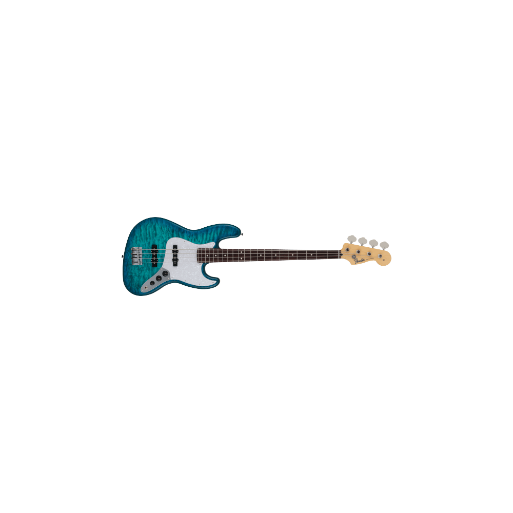 Fender 2024 Collection Made in Japan Hybrid II Jazz Bass, Rosewood Fingerboard, Quilt Aquamarine