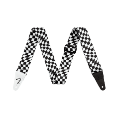 Fender Wavy Checkerboard Polyester Strap, Black/White