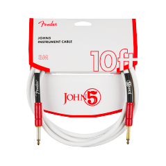 Fender John 5 Instrument Cable, White and Red, 10'