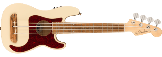 Fender Fullerton Precision Bass® Uke, Walnut Fingerboard, Tortoiseshell Pickguard, Olympic White
