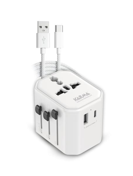 KARMA Adattatore da viaggio 2 porte USB e cavo
