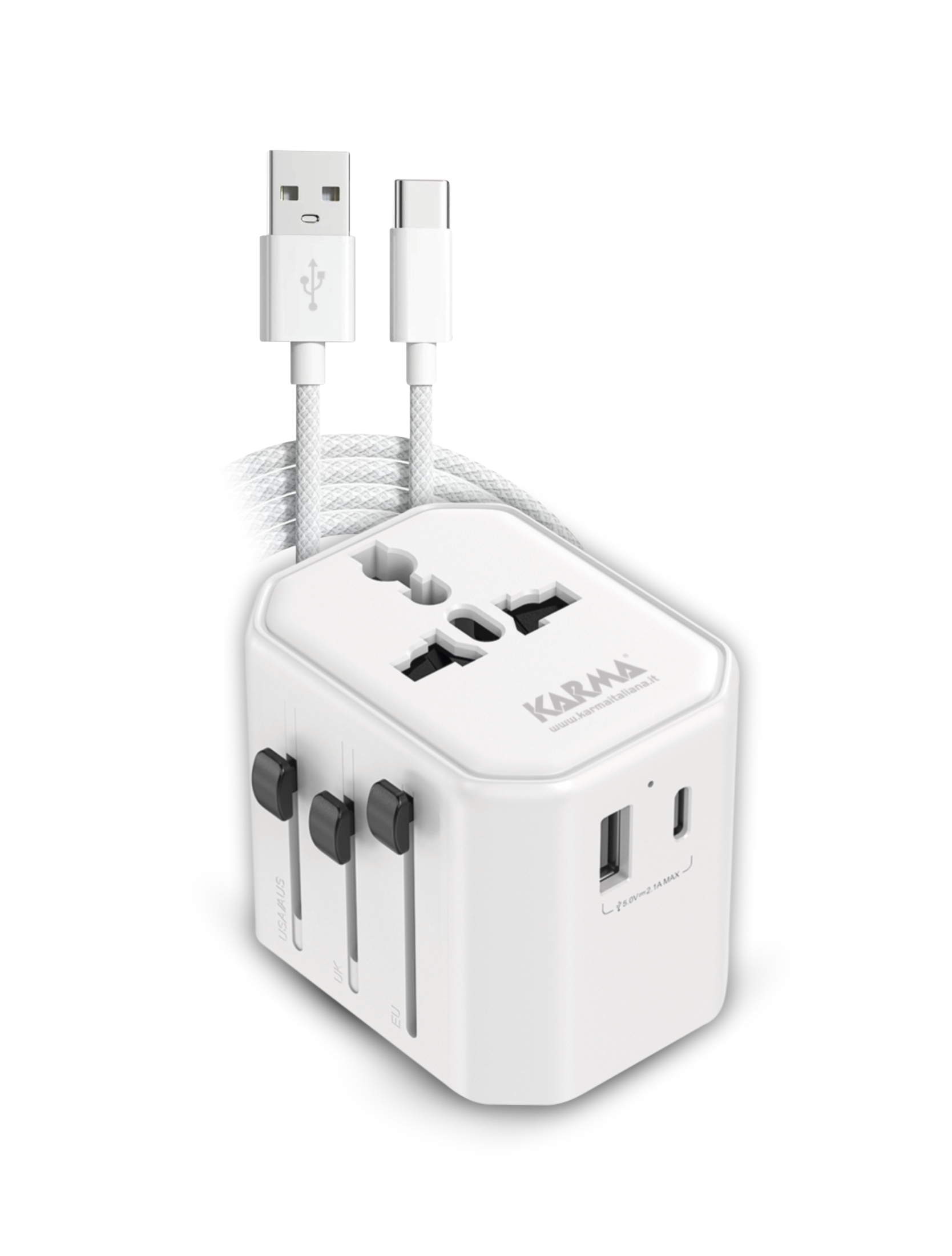 KARMA Adattatore da viaggio 2 porte USB e cavo CC 9600USBC