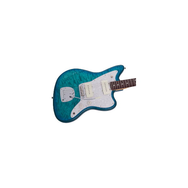 Fender 2024 Collection Made in Japan Hybrid II Jazzmaster, Rosewood Fingerboard, Quilt Aquamarine