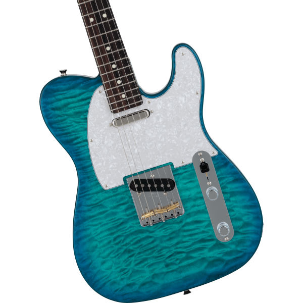 Fender 2024 Collection Made in Japan Hybrid II Telecaster, Rosewood Fingerboard, Quilt Aquamarine