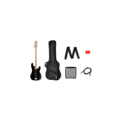 Squier Affinity Series Precision Bass PJ Pack, Maple Fingerboard, Black, Gig Bag, Rumble 15 - 230V UK