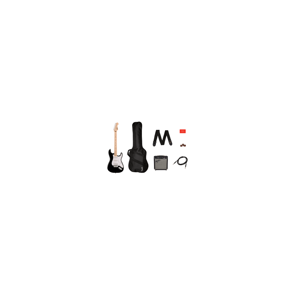 Squier Sonic Stratocaster Pack, Maple Fingerboard, Black, Gig Bag, 10G - 230V UK