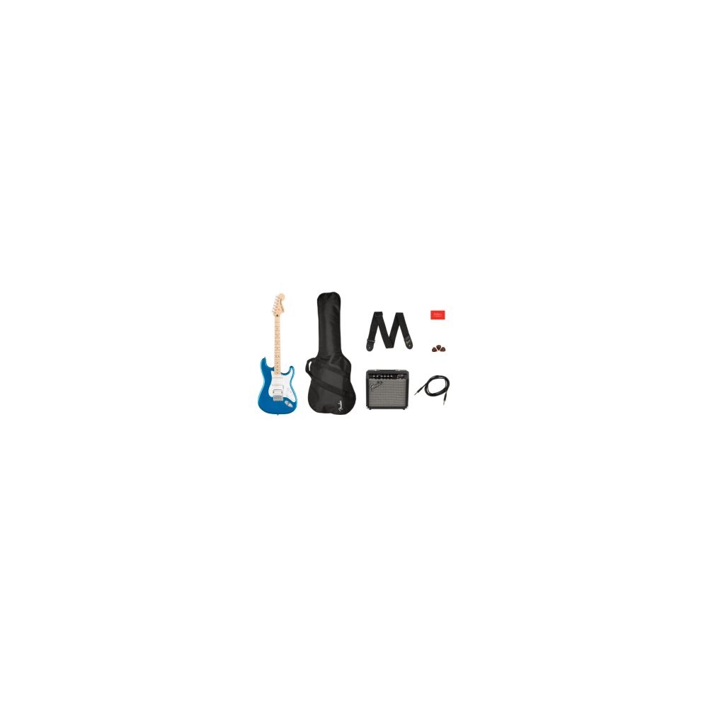 Squier Affinity Series Stratocaster HSS Pack, Maple Fingerboard, Lake Placid Blue, Gig Bag, 15G - 230V UK