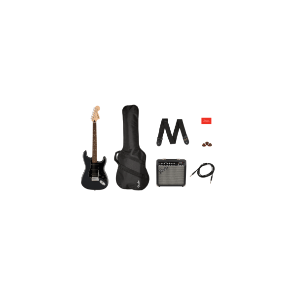 Squier Affinity Series Stratocaster HSS Pack, Laurel Fingerboard, Charcoal Frost Metallic, Gig Bag, 15G - 230V UK