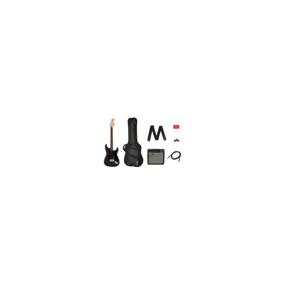 Squier Affinity Series Stratocaster HSS Pack, Laurel Fingerboard, Charcoal Frost Metallic, Gig Bag, 15G - 230V UK