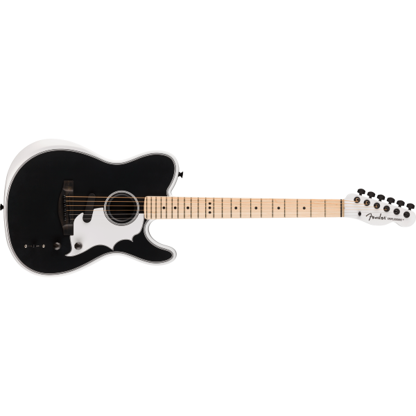 Fender Jack White Triplesonic Acoustasonic Telecaster with Case, Maple Fingerboard, White Pickguard, Satin Arctic White