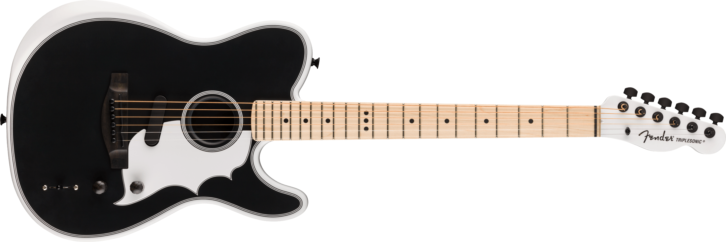 Fender Jack White Triplesonic™ Acoustasonic® Telecaster® with Case, Maple Fingerboard, White Pickguard, Satin Arctic White with 