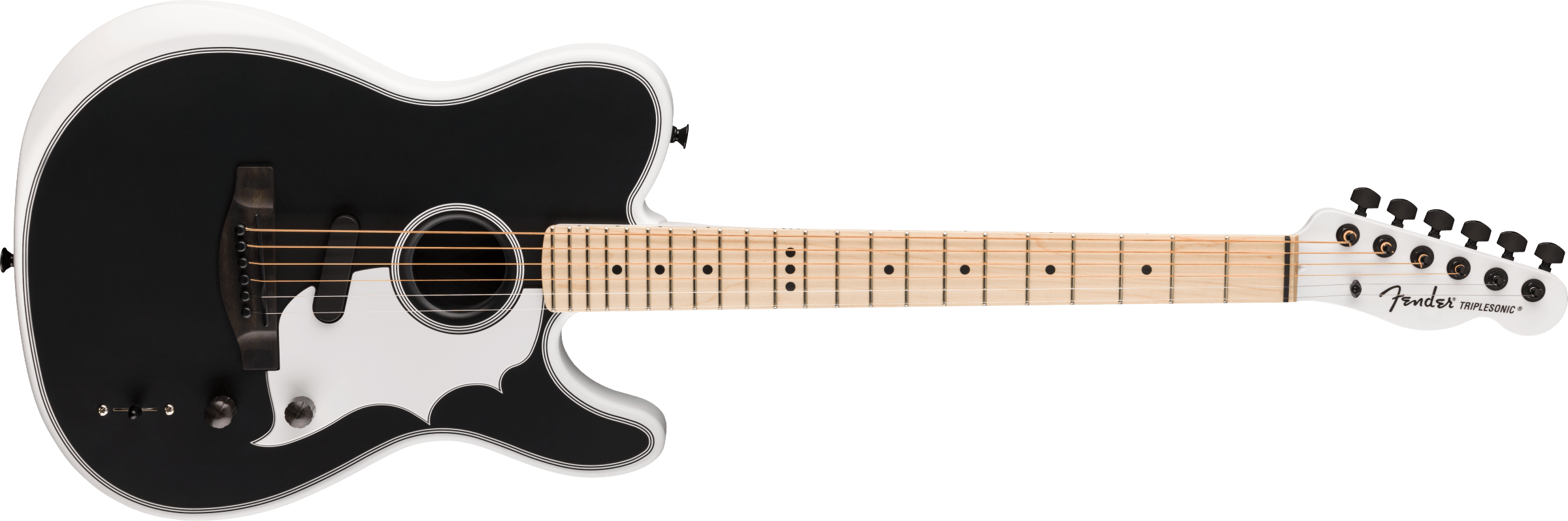 Fender Jack White Triplesonic™ Acoustasonic® Telecaster® with Case, Maple Fingerboard, White Pickguard, Satin Arctic White with 