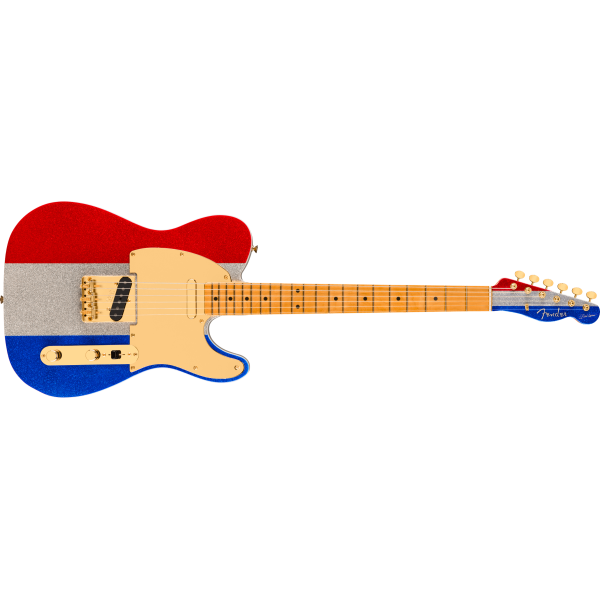Fender Limited Edition Buck Owens Telecaster, Maple Fingerboard, Red, Silver and Blue Sparkle