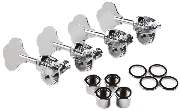 Fender Deluxe "F" Stamp Bass Tuning Machines, Left-Hand, (4), Chrome