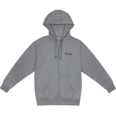 Fender Spaghetti Small Logo Zip Front Hoodie, Athletic Gray, S