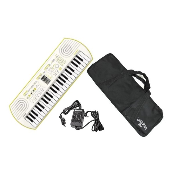 CASIO SA80 Bianca - OFFERTA BUNDLE TASTIERA 44 TASTI MINI BIANCA / GIALLO LIMONE con borsa e Alimentatore - back to school